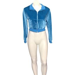 Women's Velour Bomber Jacket in Blue